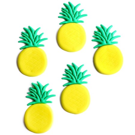 Decor Silicon "Pineapp" set of 5 pcs., Size 1 pc. - 2.5 × 4.5 × 0.3 cm, glue pads