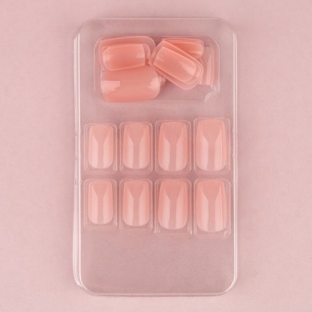 Nyudovnaya patch nails, 24 pcs, adhesive plates, square shape, glossy color light-beige-3