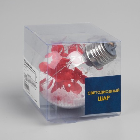 Christmas ball "red petals", batteries, 5 LED, glow warm white-5