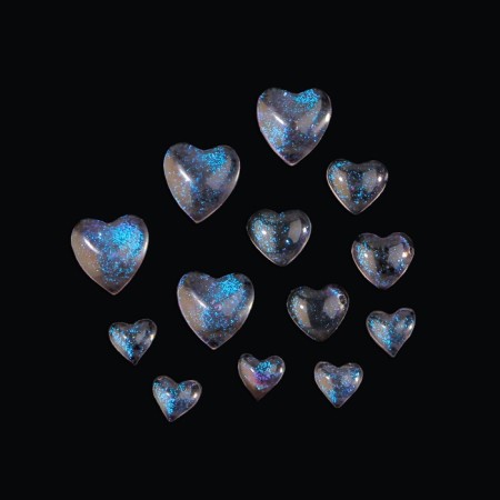 Decorative elements for the decor "heart", voluminous, with sparkles, translucent/pink color-2