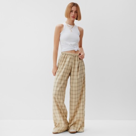 Women's pants Minaku: Casual Collection, Beige Cage color, size 44-1