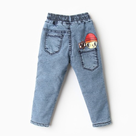 Jeans for the boy are insulated, the color is light/blue, height 92 cm-3