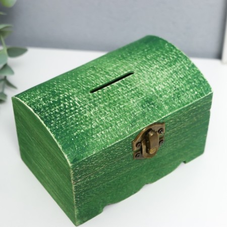 Casket wood "chest" green 8x8x12 cm-2