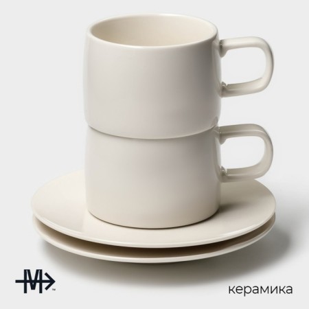 Ceramic coffee magistro Carbon Ceramic, 4 items: a cup 250 ml, a saucer d = 15.5 cm-1