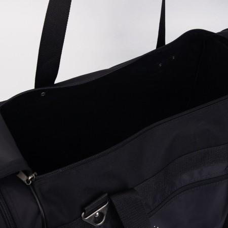 Road bag, 3 parts on zippers, external pocket, long belt, black color-2