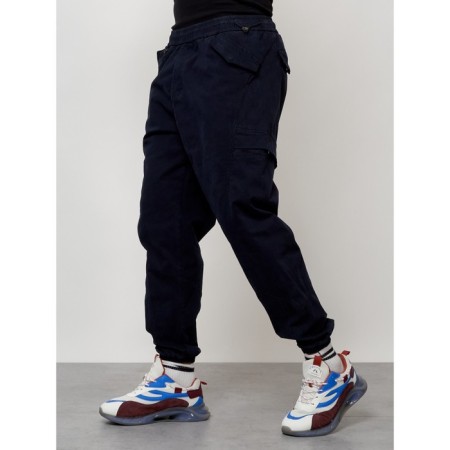 Cargo jeans men, size 46-48, dark blue color-1