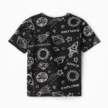 T -shirt for a boy, black color/space, height 110 cm-3