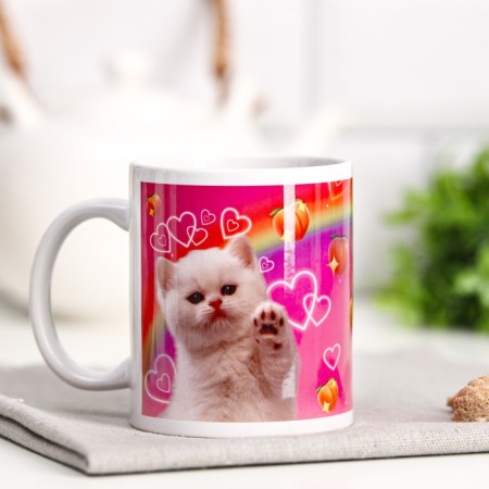 Mug with sublimation "dear" cat, 320 ml