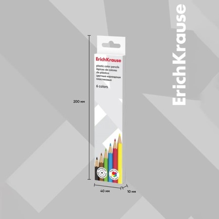 Pencils of 6 colors, Erichkrause, plastic, hexagonal, 2.6 mm barrels, cardboard packaging, euro suspension-3