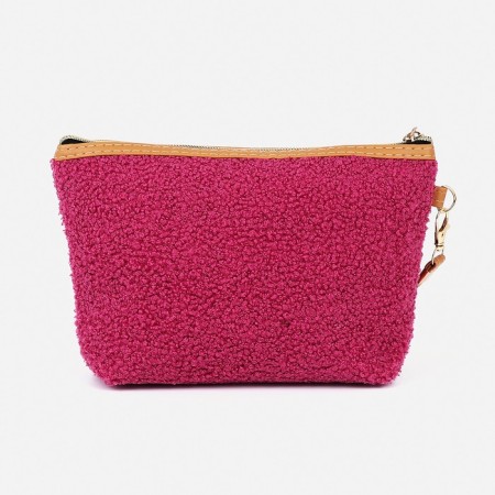 Cosmetic bag with a lining, raspberry color-1