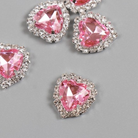Decor for creativity Metal "Medalon Heart in Rhouses" Pink 1.8x1.7 cm