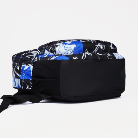 School backpack from textiles on lightning, 3 pockets, blue color-4