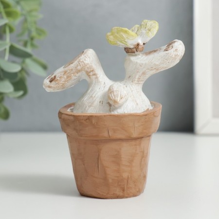 Souvenir Polystone "Bunny in a pot upside down, with a butterfly" 10x6x8.2 cm-2