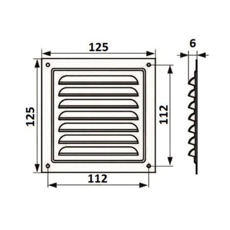 Ventilation grate Zein luxury RM1212sk, 125 x 125 mm, with a grid, metal, clone bone-6