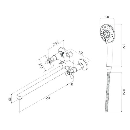 MILARDO DUPLEX DUPSBL2M10 bath mixer, pour 324 mm, chrome-2