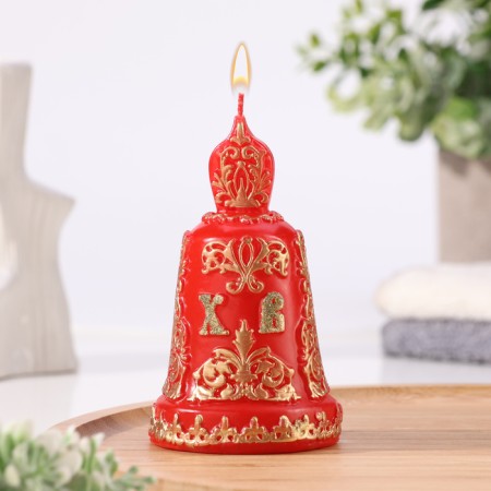 Carved candle "Easter bell", red, 7x11 cm, 140 grams