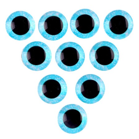 Elose -based eyes, set of 10 pcs., Size 1 pc. - 20 mm, blue color with sparkles-1