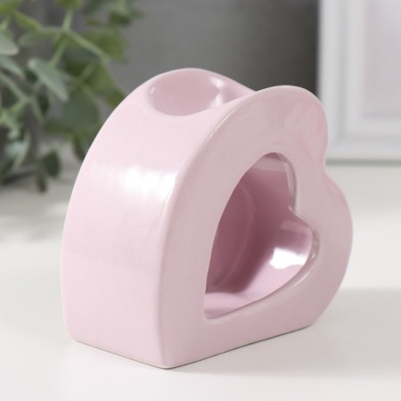 Aroma lamp ceramics "Heart" Lilac 9x4.8x8 cm-2
