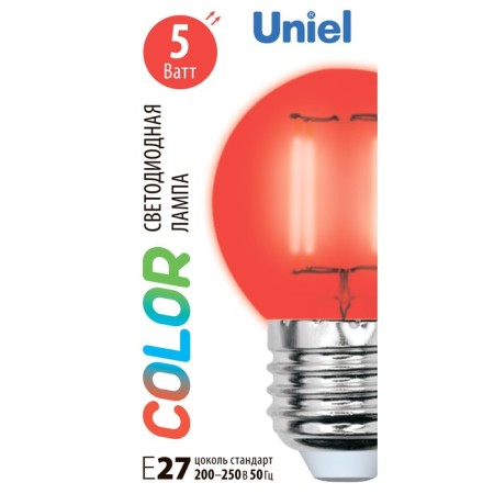 LED LED Uniel, E27, 5 W, red glow-6