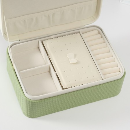 Casket to the leatherette for jewelry "Bow" white-green 17x23.5x10 cm-3
