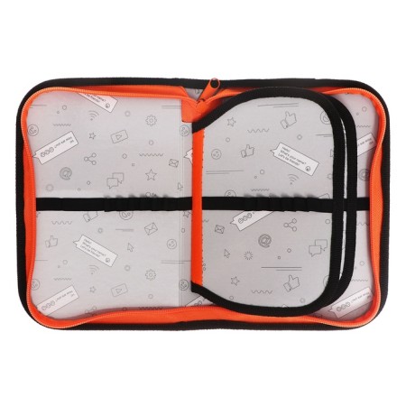 Penal 3 sections, tab inside, 140 x 210 x 40 mm, fabric, calligrata top block "geese"-4