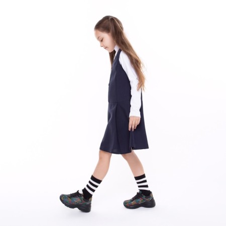School sundress for girls, blue color, height 122-9