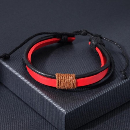 Bracelet Unisex "Strength" Weaving, red-black color, D = 7 cm-3