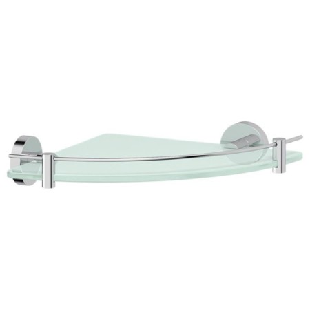 Corner shelf with holders, width 26 cm, matte glass, chrome