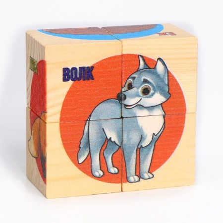 Natural wood cubes "Forest residents"-3