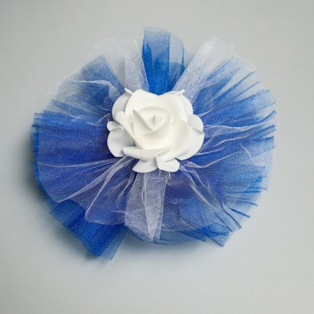 Set for the hood of the wedding car "Fat + 3 bows" Blue-3