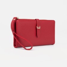 Women's wallet on the button, red color