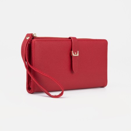 Women's wallet on the button, red color