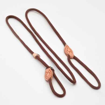 Ling-leather 150 cm x 6 mm, polyester and genuine leather, brown-4