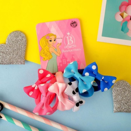 Hair gum "Bow" (set of 6 pcs) peas, mix