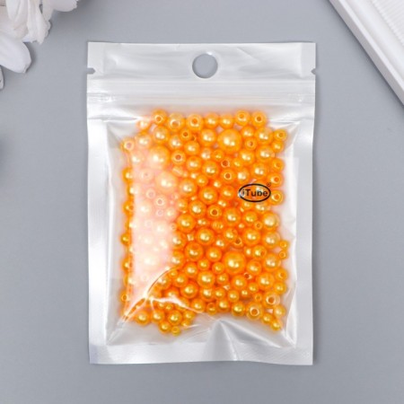 Beads for creativity plastic "Round. Orange" d = 3-8 mm, set 10 grams-2