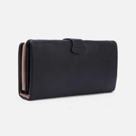 Women's wallet on the button, black color-1