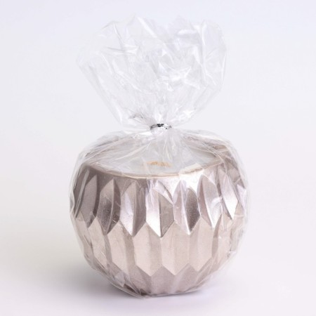 Candle "Shar" in a candlestick with sharp faces of gypsum, 7x6cm, champagne-3