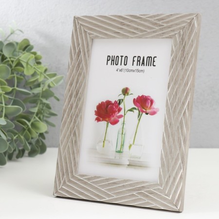 Photo frame plastic 10x15 cm "Silver lines on gray" 18.5x13.5 cm-1