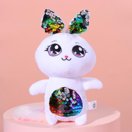 Soft toy with sequins "Bunny Mila", 26 cm x 9 cm x 15 cm-3