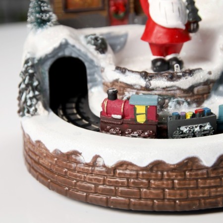LED figure "Train and Santa Claus" 20 × 20 × 16 cm, polystone, AAX3 batteries (not complete), USB, glow warm white-6