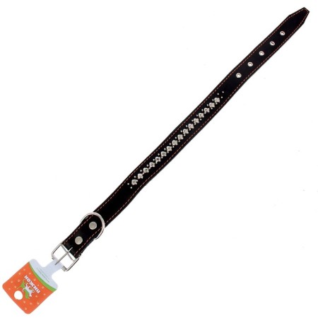 Leather collar on synthetic winterizer "Hedgehog", 69 x 3.6 cm, Osh 45-60 cm, black-2