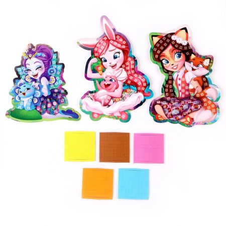 Set for children's creativity "Enchantimals" application, soft mosaic in the form of heroes 3 pcs.-1