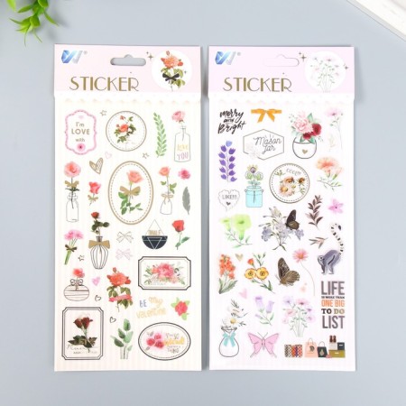Plastic sticker "Small flowers" mix 10.3x22.5 cm
