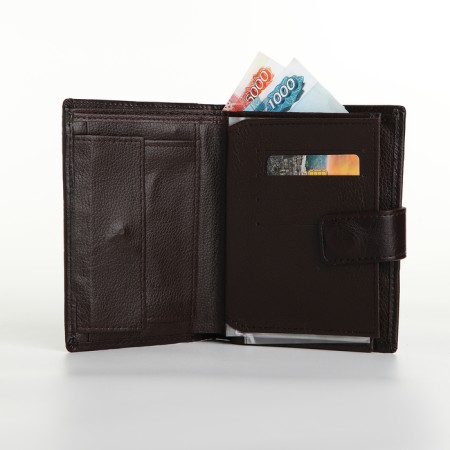 Male purse on magnet 3 in 1, department for auto documents, passports, brown color-6