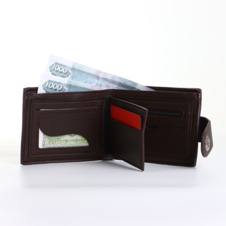 Male purse on a magnet, brown color-7