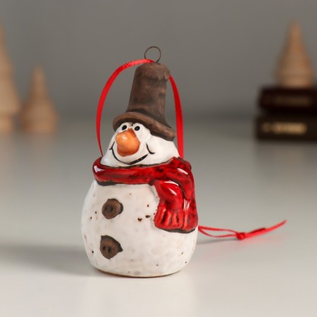 Souvenir Ceramics Suspension "Snowman in the cylinder and scarf" 3.9x4x6.9 cm-3