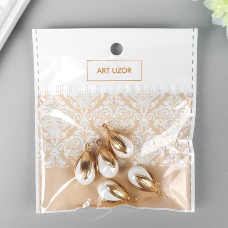 Decor for creativity plastic "Pearl in a sink with a loop" set of 5 pcs 1.2x1.6 cm-2