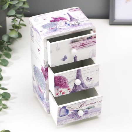 Casket tree chestnut "Eiffel Tower and Lavender" 19.5x11x8 cm-1