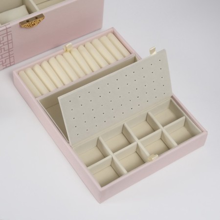 Casket to the leatherette to decorations the chest "Piece on sakura. Beige patterns" 26x20x13 cm-7