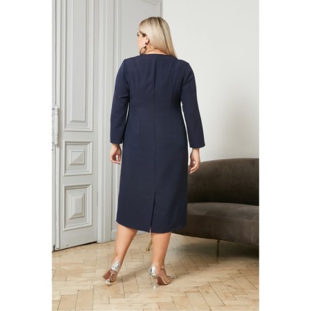 Women's dress, size 64, dark blue color-4